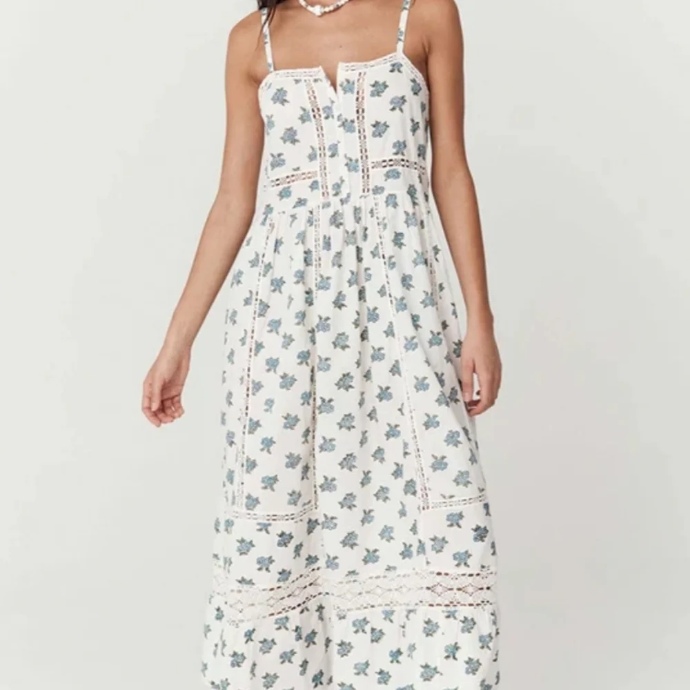 Spell White, Blue and Green Floral Maxi Dress Size Large - Picture 10 of 12